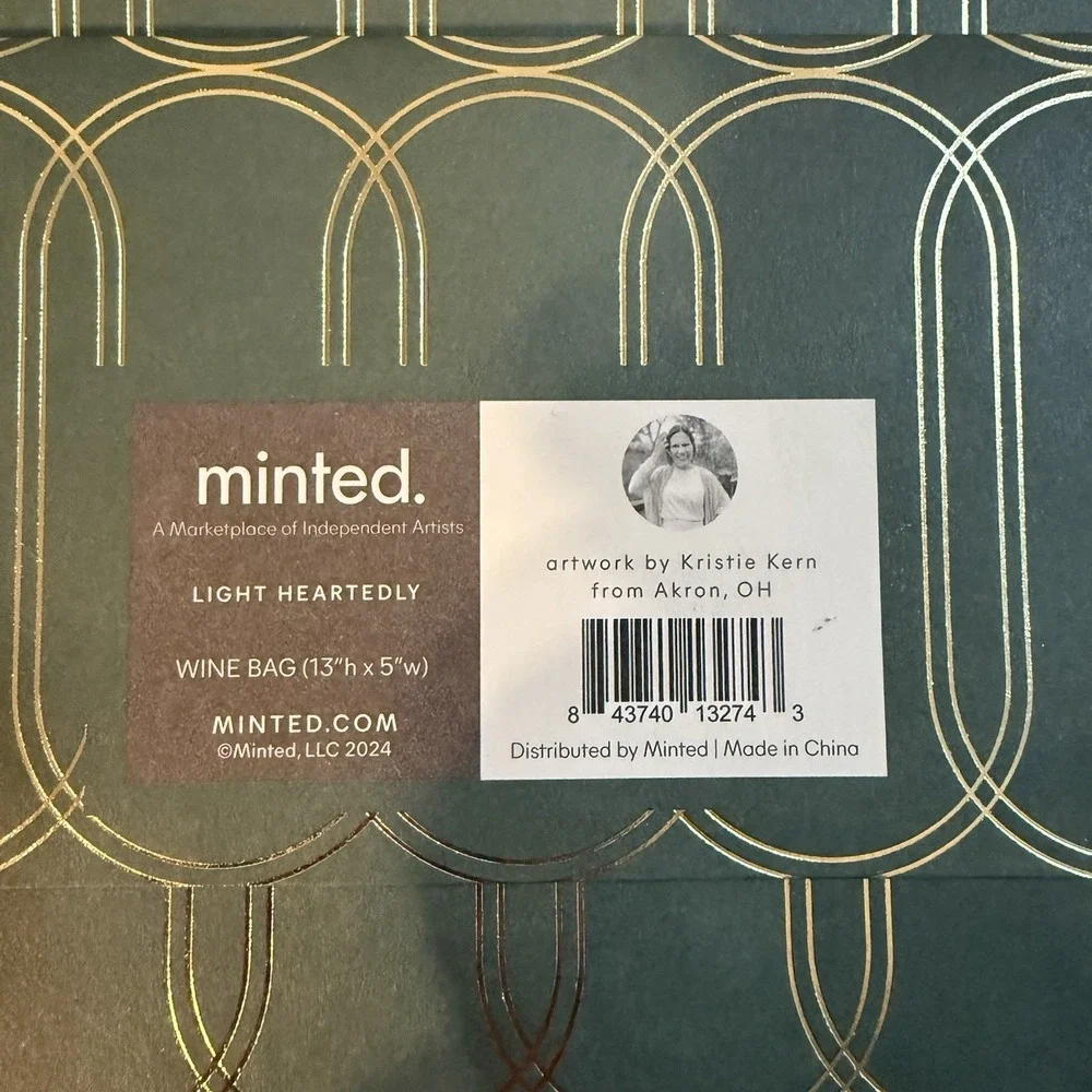 Green‎ and Gold Minted Wine Gift Bags - 10 Pack - New Gift Bags for Wine